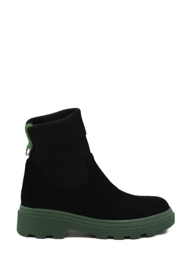 Т01 Ботинки черно/зеленые натуральная замша 37р